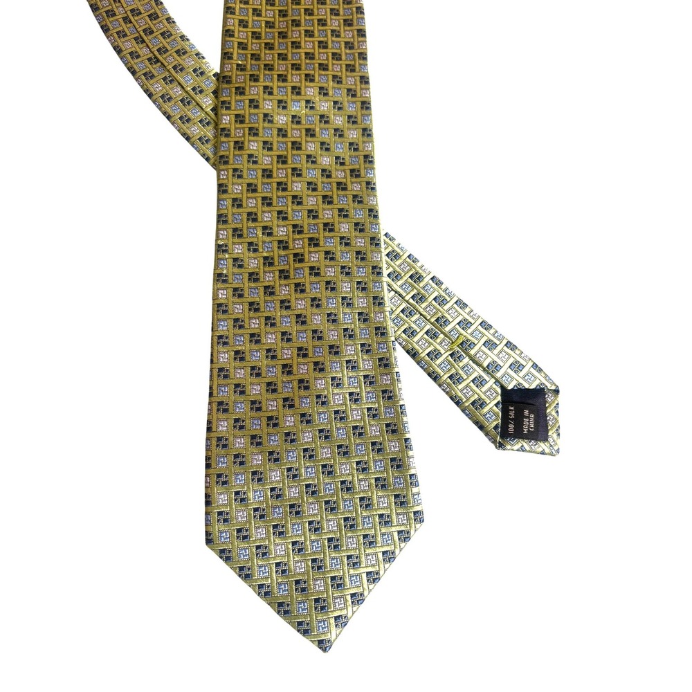 Jos. A. Bank Mens Neck Tie Executive Collection Green Geometric 60" - Picture 1 of 8